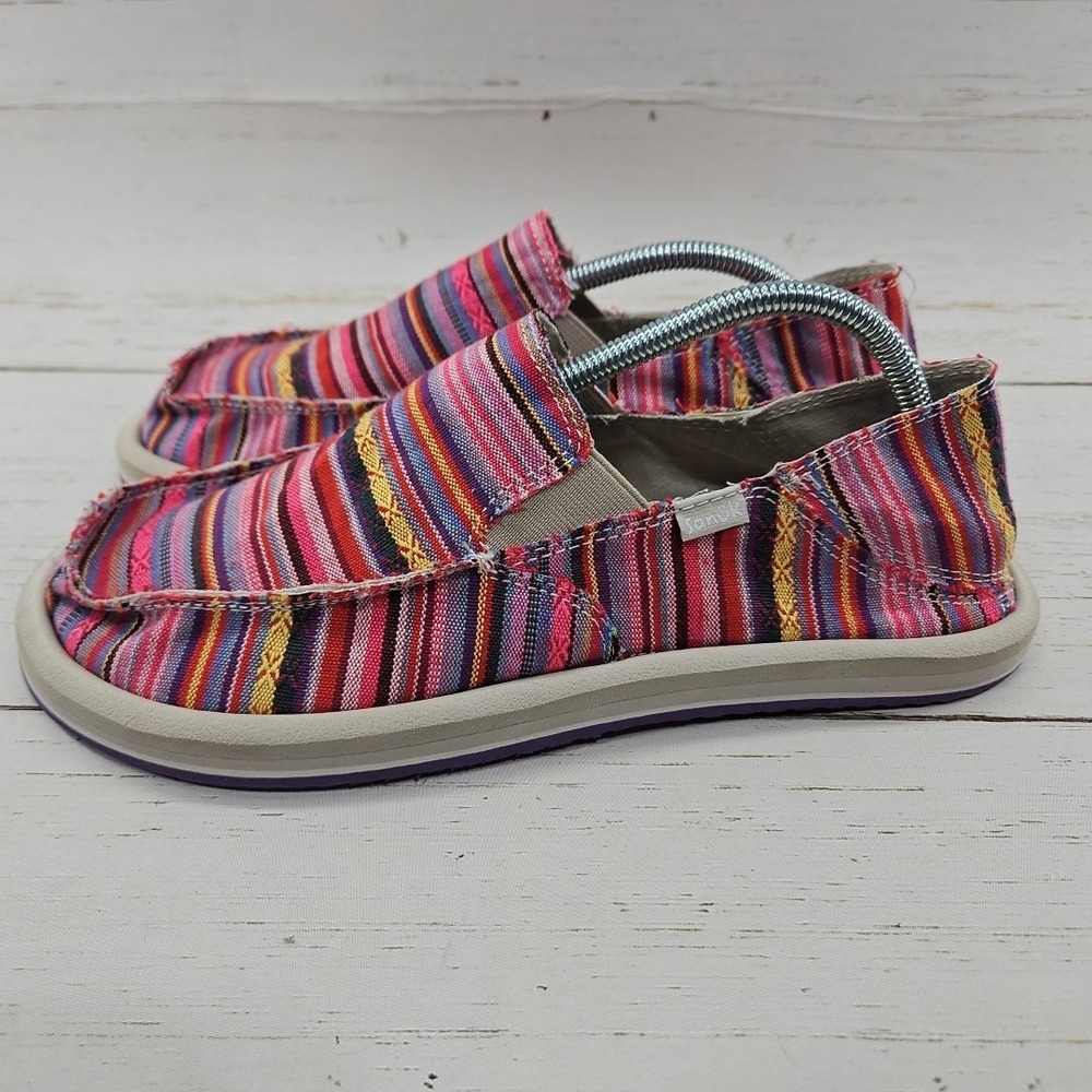 Sanuk Donna Sidewalk Surfer Blanket Women 6 Pink Purple Slip On Flats Shoe